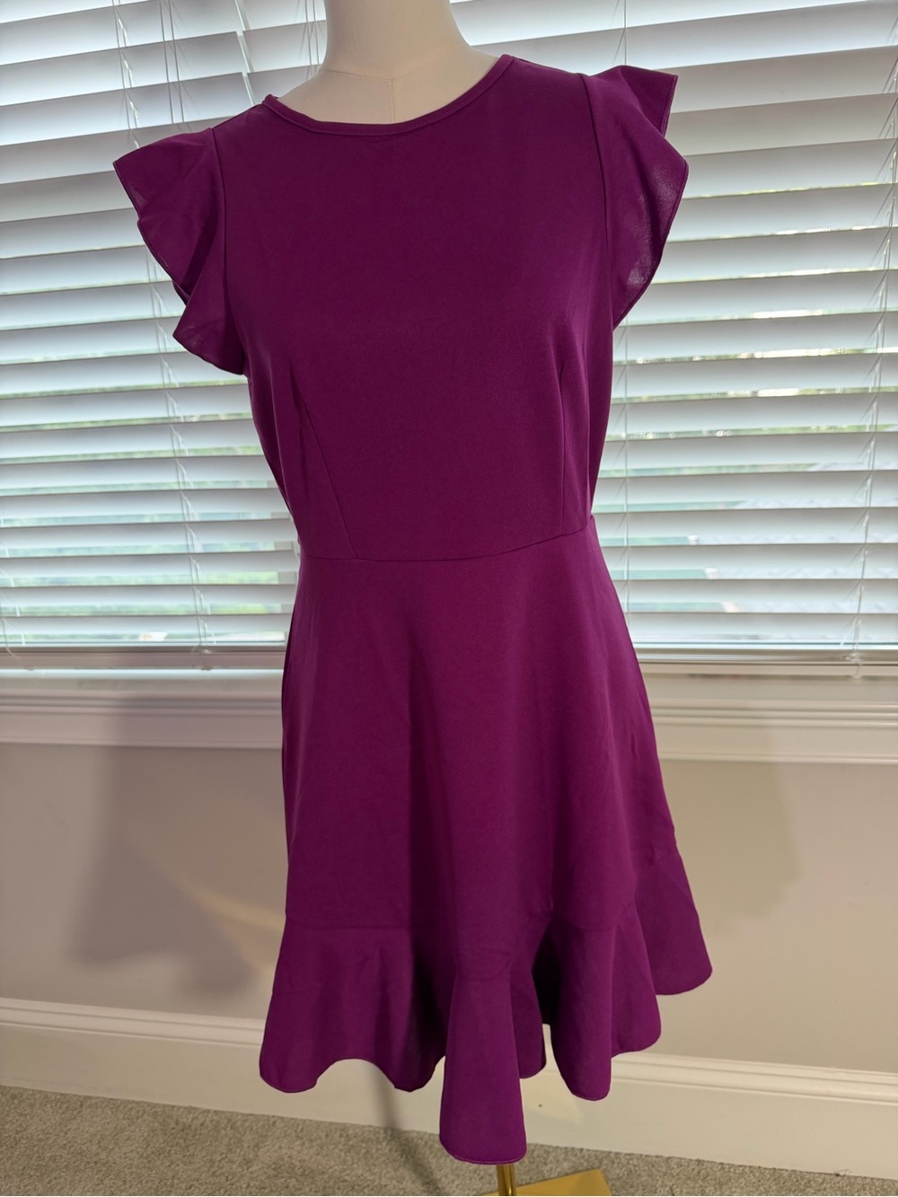 Elegant Purple Ruffle-Hem Maxi Dress